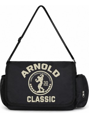 Sevbano Arnold Sporcu Fitness Bodybuilding Baskılı Unisex Okul, Spor, Ofis Çok Amaçlı Postacı Çantası