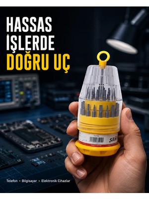 Fiberliz Kompakt Tornavida Seti Elektronik Cihaz Tamiri Için