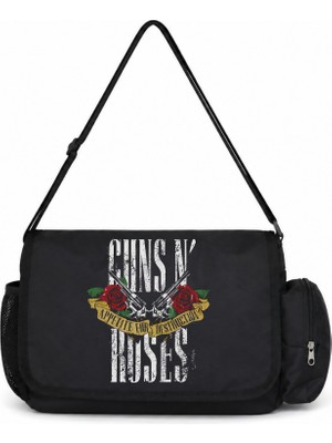 Sevbano Guns N' Roses Rock Metal Müzik Grubu Baskılı Unisex Okul, Spor, Ofis Çok Amaçlı Postacı Çantası
