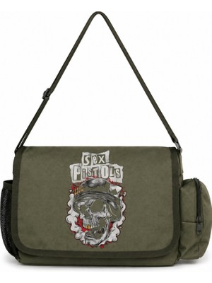 Sevbano Sex Pistols Rock Metal Müzik Grubu Baskılı Unisex Okul, Spor, Ofis Çok Amaçlı Postacı Çantası