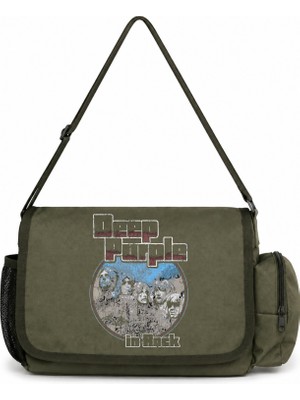 Sevbano Deep Purple Rock Metal Müzik Grubu Baskılı Unisex Okul, Spor, Ofis Çok Amaçlı Postacı Çantası