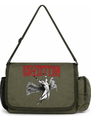 Sevbano LED Zeppelin Rock Metal Müzik Grubu Baskılı Unisex Okul, Spor, Ofis Çok Amaçlı Postacı Çantası