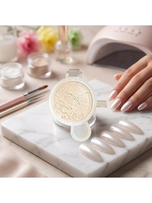 Renas Store Inci Tozu Pigment 10ML Sedef Beyaz Tırnak Nail Art Inci Tozu, Metalik Toz 10ML, Reçine B10