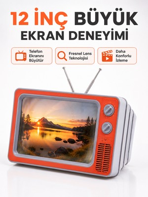 Twin Store Telefon Ekran Büyütücü 3D Hd Lens Retro Tv Görünümlü Katlanabilir Mobil Ekran