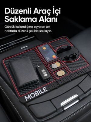 Twin Store Telefon Standlı Araç Içi Organizer Kaydırmaz Silikon Konsol Düzenleyici Mat