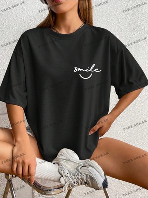 Tarzsokak Unisex Bay  Harf Grafikli Düşük Omuzlu Tişört KOD-1373