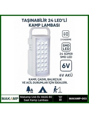 Usv 6V Akülü 80 Saat Kamp Lambası Işıldak