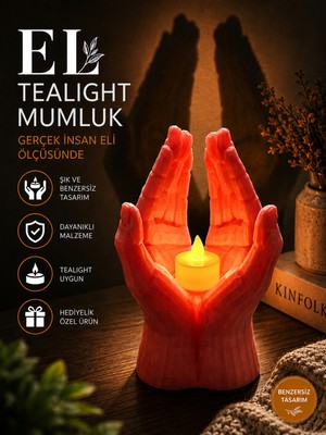 BENCEAL El Tasarımlı Dekoratif Tealight Mumluk Pilli LED Mum Dahil Hediyelik Ev ve Salon Dekoru