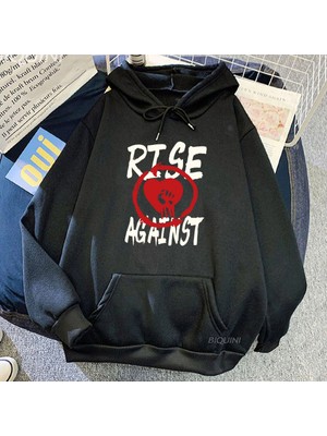 Tarzsokak Siyah Unisex Ağır Zihinsel Yükselişi Karşı Streetwear Rahat Hop