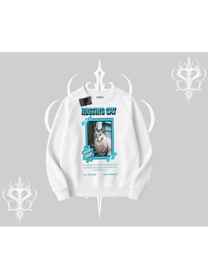 Tarzsokak Missing Cat Baskılı Biskilet Sweatshirt