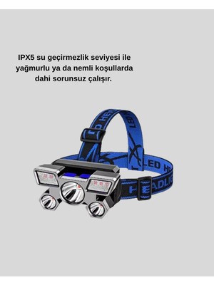 Yavuz Group Outdoor ve Gece Balıkçılığı Için LED Kafa Lambası – USB Şarjlı, 60° Ayarlanabilir Far