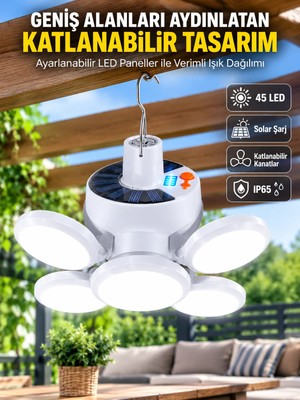 Yavuz Group Solar Enerjili Katlanabilir LED Kamp ve Bahçe Lambası