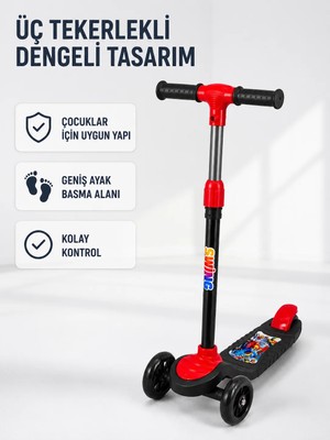 Yavuz Group Çocuk Skuteri 3 Tekerlekli Geniş Basma Alanlı Ayarlanabilir Boy Scooter