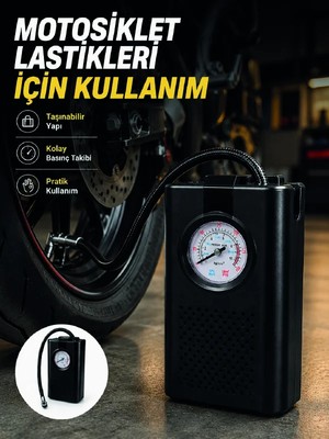 Yavuz Group Araç Lastik Şişirme Pompası Taşınabilir Analog Basınç Göstergeli Hava Kompresörü