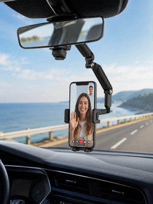 Yavuz Group Araç Içi Dikiz Aynası Telefon Tutucu 360° Döner Ayarlanabilir Katlanabilir