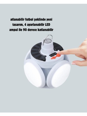 Yavuz Group Güneş Enerjili USB Şarj Edilebilir 5 Modlu Katlanabilir LED Kamp Işığı
