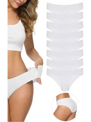Hace Bazaar 8 Adet Kadın Dikişsiz Lazer Kesim Esnek Iz Yapmayan Külot Beyaz