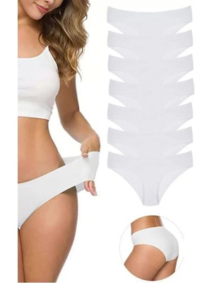 Hace Bazaar 7 Adet Kadın Dikişsiz Lazer Kesim Esnek Iz Yapmayan Külot Beyaz