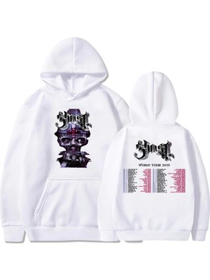Tarzsokak Beyaz Unisex Hayalet Dünya Turu Rock Grubu Hip Hop Sokak Stili Sudaderas Hombre K