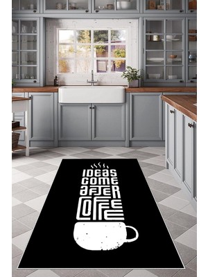 Ozka Concept Pelangi Siyah Ideas Come After Coffee Temalı Yıkanabilir Kaymaz Taban Tutmaz Mutfak Hal