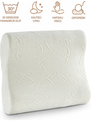 MORVELLA Medikal Boyun Destekli Çift Taraflı Ortopedik Visco Visko Yastık 51 x 41 x 13-11 cm