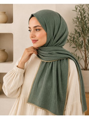 Mim Eşarp ve Şal Enba Biyeli Aqua Düz Renk Şal 85X190 cm