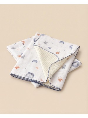 Ozka Concept Minory Baby -%100 Pamuk Bebek Battaniyesi | Pikeli | 100X100 Çok Renkli 100 x 100