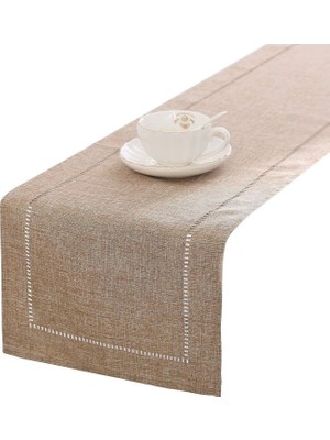 Ozka Concept Aputue Masa Örtüsü, 13 x 72 Inç Kahverengi, Dekoratif Çiftlik Evi Stili, Mutfak, Ev, Yemek Masası V