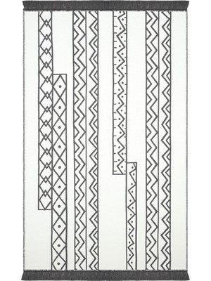 Ozka Concept Cool Halı Lovely Beyaz Gri Kilim Halı Çift Taraflı Makinede Yıkanabilir Mutfak Balkon Banyo Kilim