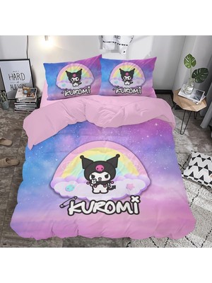 Ozka Concept Gi̇ft Duvet Cover Kuromi̇ Temalı 3D Baskılı Çift Kişilik Nevresim Takımı Pembe 200 x 220