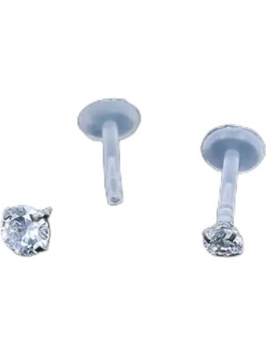 Ozka Concept Anti-Alerjik Bioplast Taşlı Labret Piercing, Şeffaf