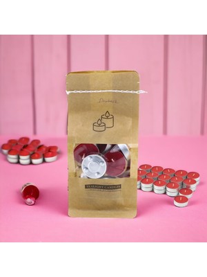 Ozka Concept Tealight Mum 200 gr Dekoratif Mumu Kandil Hediyelik Fitilli Mumlar Şamdan Kırmızı Çilek Kokulu