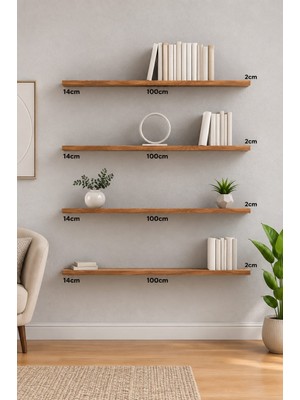 yankı-byeg 100 cm 4lü Safir Meşe Mdf Uçan Duvar Rafı Gizli Bağlantı Kitaplık