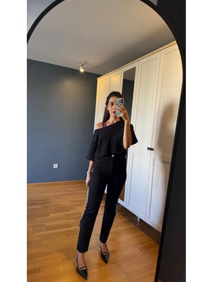 La Pluie Butik Siyah Mom Premium Jean
