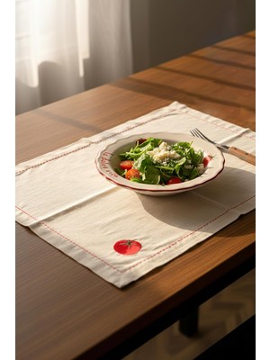Ozka Concept Rakle x Bengi Kurtcebe Pomodoro Keten Nakış Işlemeli 2'li Amerikan Servisi 35X40 cm