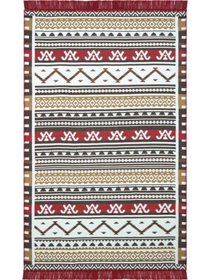 Ozka Concept Cool Halı Lovely Renkli Kilim Halı Çift Taraflı Makinede Yıkanabilir Etnik Banyo Balkon Mutfak Kili