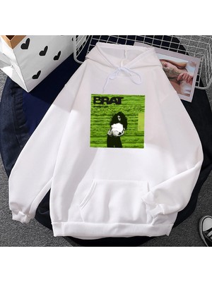 Tarzsokak Beyaz Unisex Pop Müzik Şarkıcı Charli Xcx Hayranları Için Albümü Brat Grafik Baskı Il