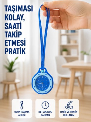 AKM Askılı Analog Çanta Charmı Taşınabilir Saat ve Çanta Aksesuarı Mavi