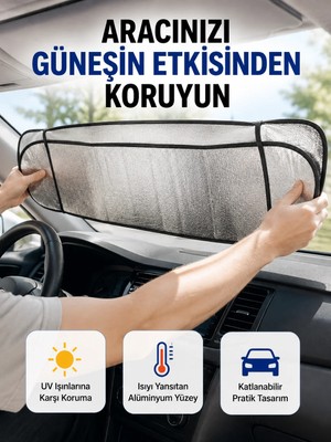 AKM Metalize Reflektör Yüzeyli Uv Koruyucu Araç Güneşliği – Serin ve Güvenli Sürüşler Için