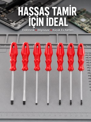 AKM Düz ve Yıldız Başlıklı 7li Tornavida Seti Ergonomik Tutma