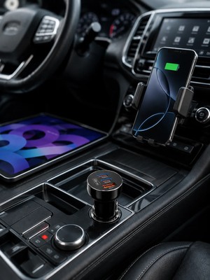AKM 60W Araç Içi Hızlı Şarj Adaptörü Çift Usb-C Pd ve Usb-A Qc3.0