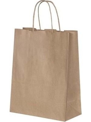 zufigo 8 Adet Saplı Kraft Çanta 24 x 8 x 19 cm Kağıt Poşet Çanta, Hediyelik Poşet