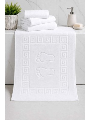 Universal 2 Li Ayak Izli Banyo Pamuklu Ayak Havlusu 50X70 cm Beyaz