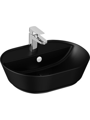 TeknoKapsül Vitra Geo 7428B083-0001 Oval Çanak Lavabo 55 Cm, Mat Siyah