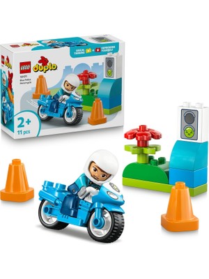 TeknoKapsül LEGO Duplo Kasabası Mavi Polis Motosikleti 10471-2 Yaş ve Üzeri Çocuklar Için Memur Figürü, Koniler ve Trafik Işıkları Içeren Eğitici Oyuncak Yapım Seti, Çocuklar Için Hediye Fikri (11 Parça)