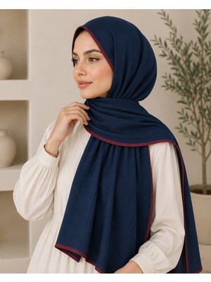 Mim Eşarp ve Şal Enba Biyeli Aqua Düz Renk Şal 85X190 cm