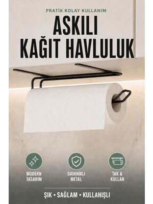 Risingmaber Siyah Metal Askılı Kağıt Havluluk, Dolap Içi Kağıt Havluluk ve Kağıt Havlu Askısı MT131S