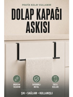 Risingmaber Siyah Metal Mutfak Düzenleyici Dolap Kapağı Askısı ve Mutfak Bezi Tutucu Askılık Havlu Askılığı Organizer MT132S