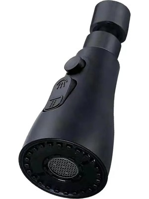 TeknoKapsül Promosyonca 3 Fonksiyonlu Mutfak Musluk Başlığı, 360 Derece Döner, Su Tasarruflu, Gümüş, Paslanmaz Çelik, 22MM Dişli Borulara Uyumlu (Siyah)