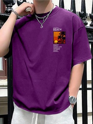 Tarzsokak Göğüs Beach Baskılı Oversize Erkek T-Shirt